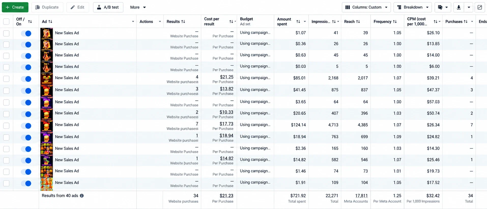 Ads Manager — live delivery — screenshot