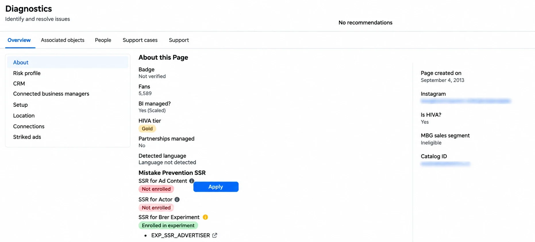 Page — HIVA Gold, scaled BI management — screenshot
